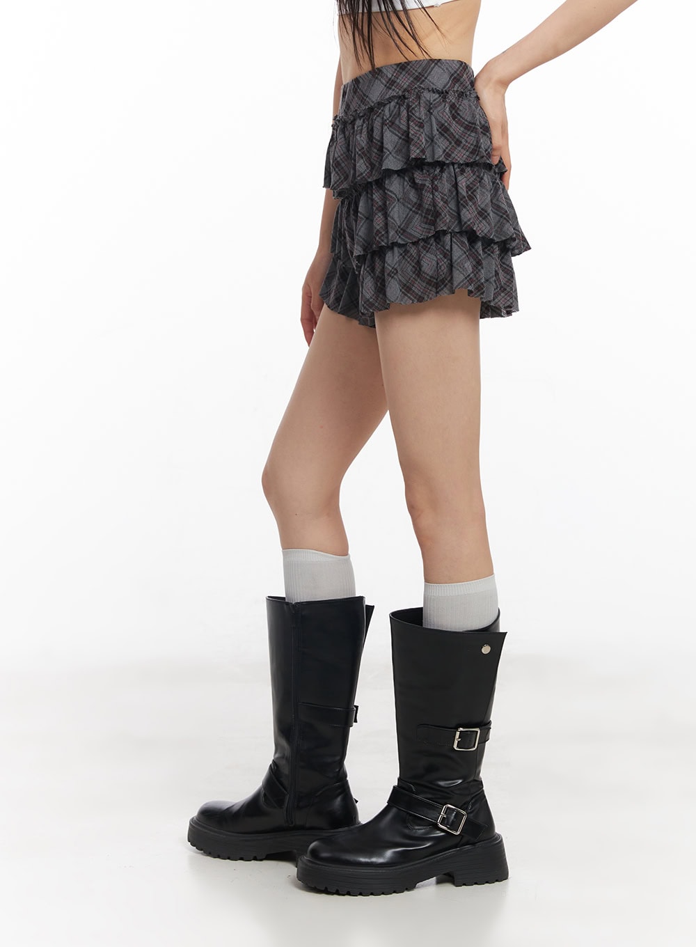 Plaid Ruffle Mini Skirt CY514